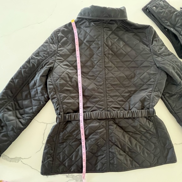Burberry Black Quilted Belted Jacket w/ Detachable Hood - Fitted Silhouette Sz S - Picture 14 of 16